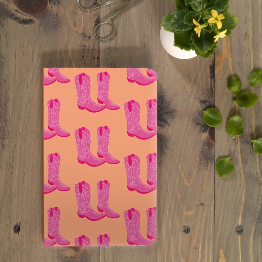 Cowgirl Boots Trendy Journal Notebook Pink & Orange BRAND NEW! - Picture 2 of 5